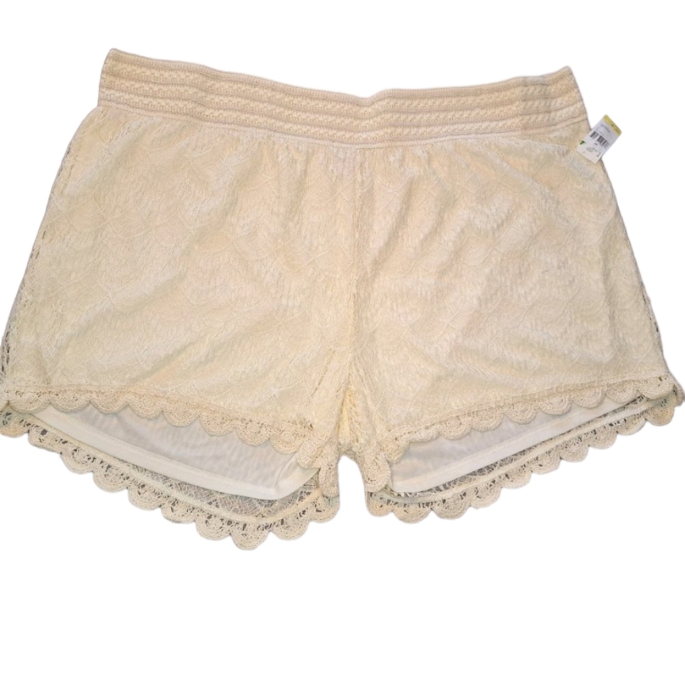 NEW Bongo Ivory Lace Stretchy Shorts Plus Size 3XL